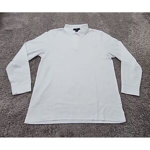 ICO Polo Shirt Mens M White Long Sleeve Classic Casual Workwear